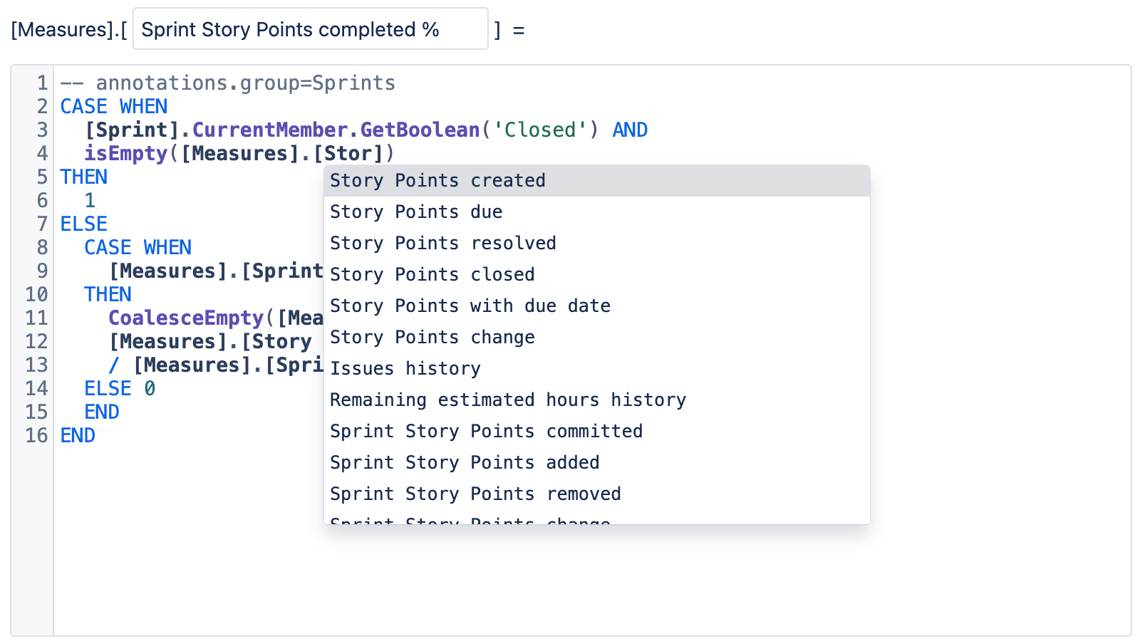 Custom calculations